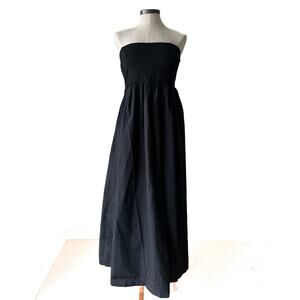 Black Strapless Midi Dress Minimalist Tube Clean Girl Summer